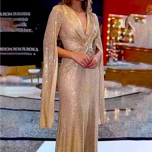 New gold sequins party dress 1XL